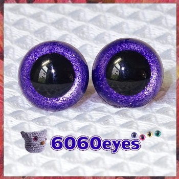 1 Pair Purple Glitter Hand Painted Safety Eyes Plastic eyes